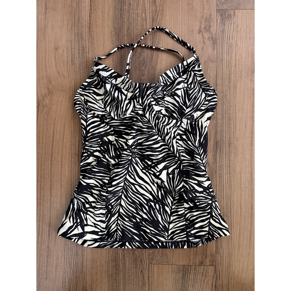 Athleta Palms Kaimana Tankini Swim Summer Beach Bikini Black White Resort